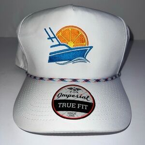 NEW IMPERIAL TRUE FIT Snap Back Trucker Cap Hat Rope White Boating / Fishing SUN